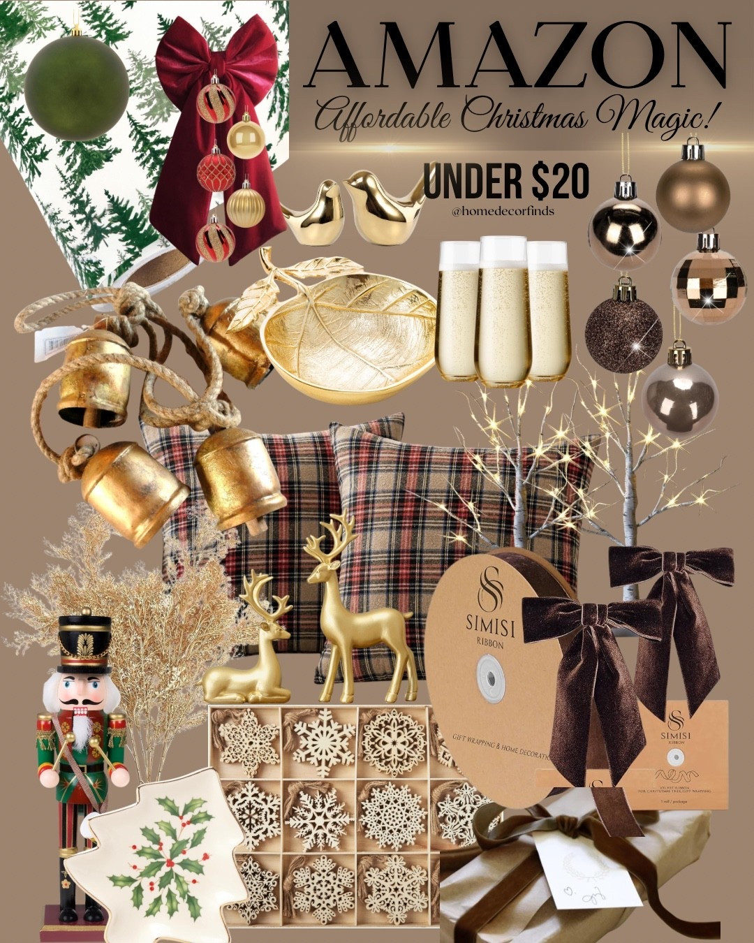 ✨ Affordable Christmas Magic! ✨
Bring the holiday glow to your home without overspending! 🎄
From elegant gold ornaments and cozy accents to chic table settings everything you see is UNDER $20 on Amazon! 💫
Create a warm, luxurious Christmas look that feels high-end but totally budget-friendly.

🛒 Shop the full list now