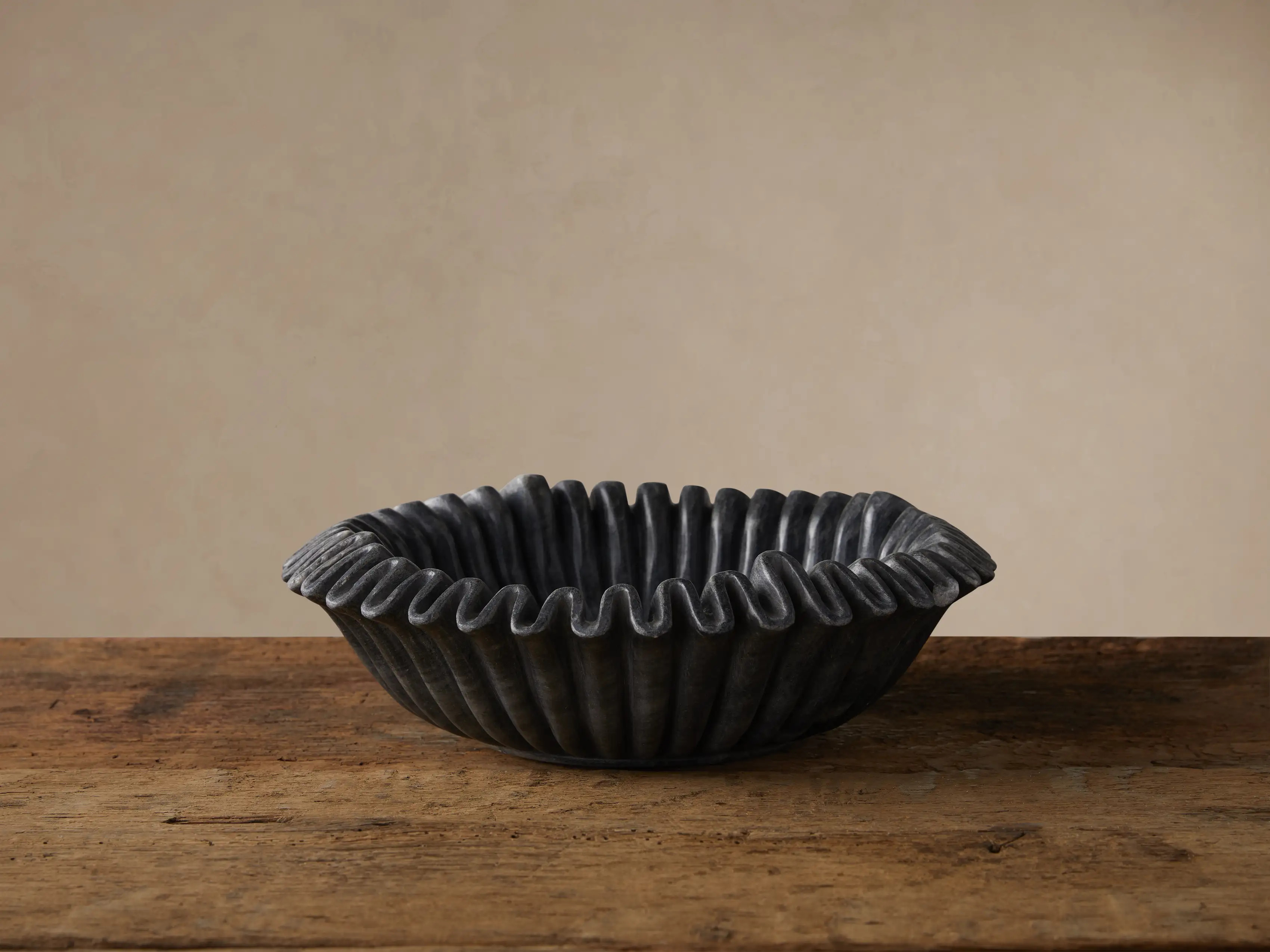 Black Marble Ruffle Bowl | Arhaus