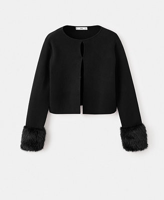 Women's Faux-Fur Cuffs Cardigan | Macy's