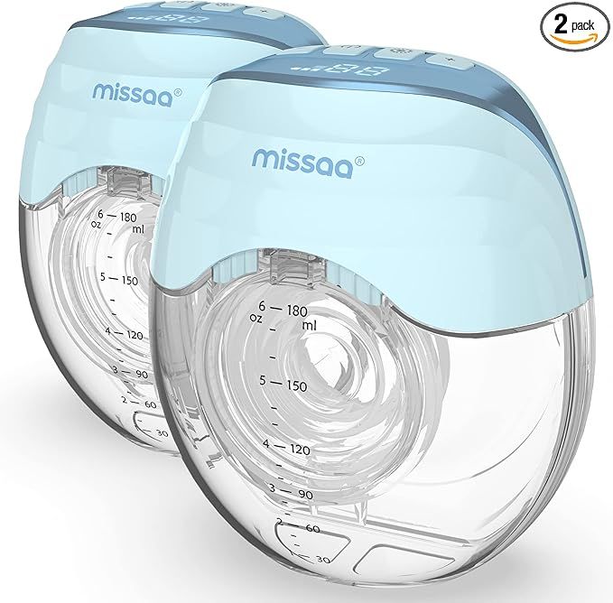 MISSAA Wearable Breast Pump, High Efficient Hands Free Pumps with 3 Modes & 8 Levels of Longest B... | Amazon (US)