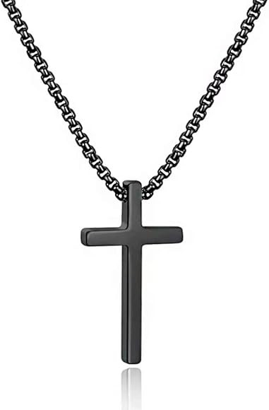 M MOOHAM Cross Necklace for Men, Silver Black Gold Stainless Steel Plain Cross Pendant Necklace f... | Amazon (US)