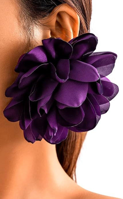Statement Stud Earrings, Oversized 3D Flower, Lightweight Dress Up | Amazon (US)