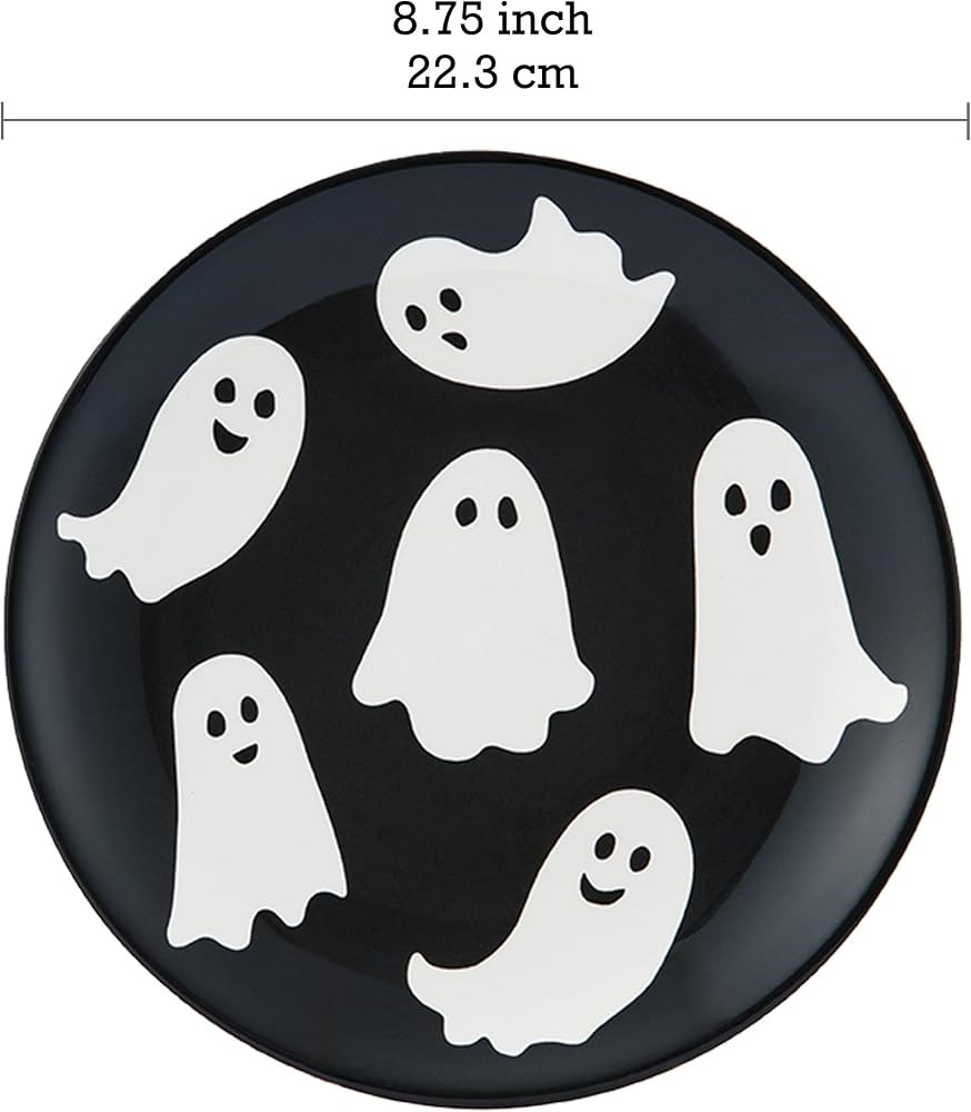 Bico White Ghost Halloween Salad Plates Set of 4, 8.75 Inch Ceramic Dessert Plates for Salad, App... | Amazon (US)