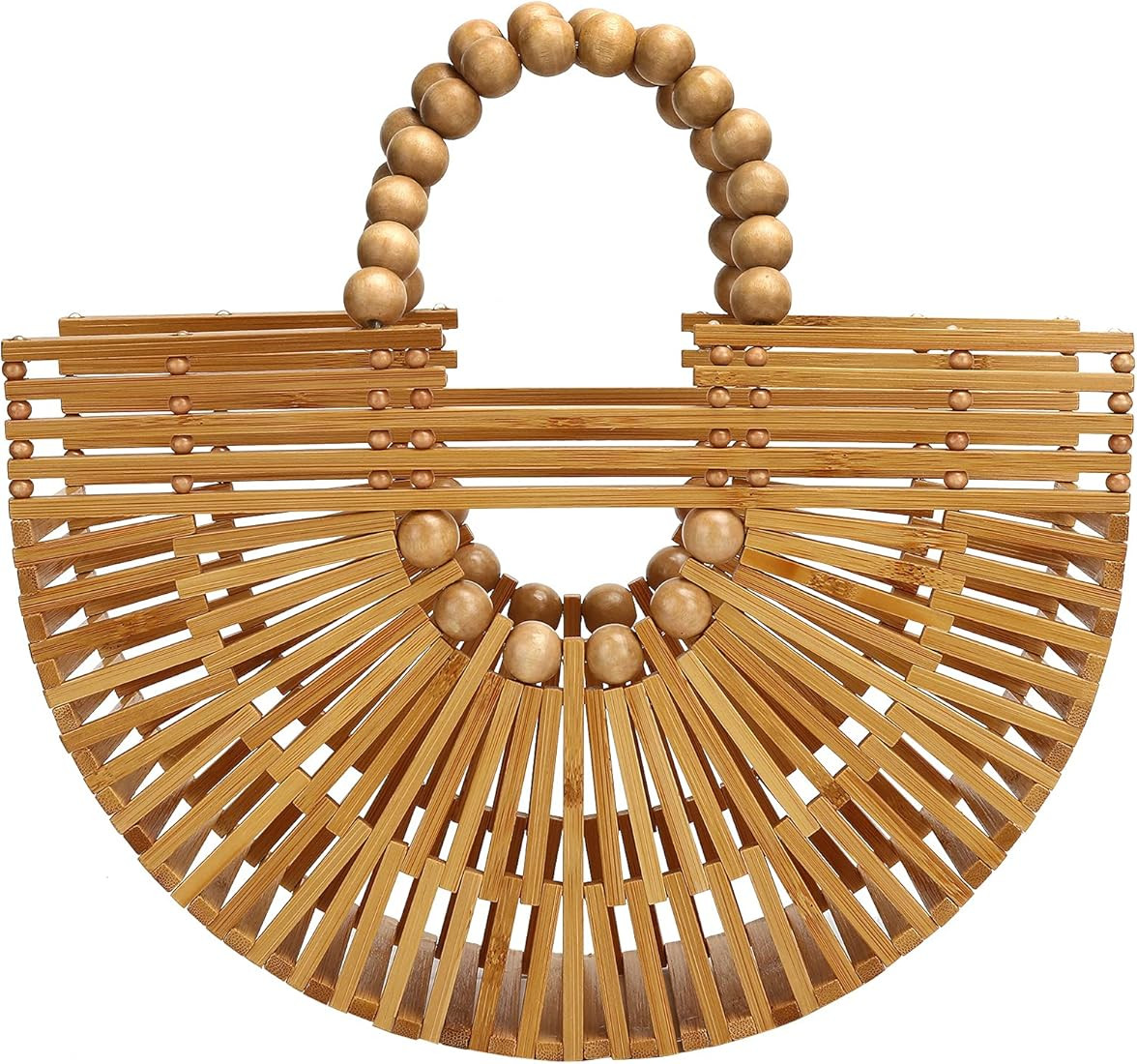 KAKAKE Vintage Bambus Taschen für Frauen, Sommer Stroh Taschen Holz Strand Geldbörsen Korb, Gri... | Amazon (DE)