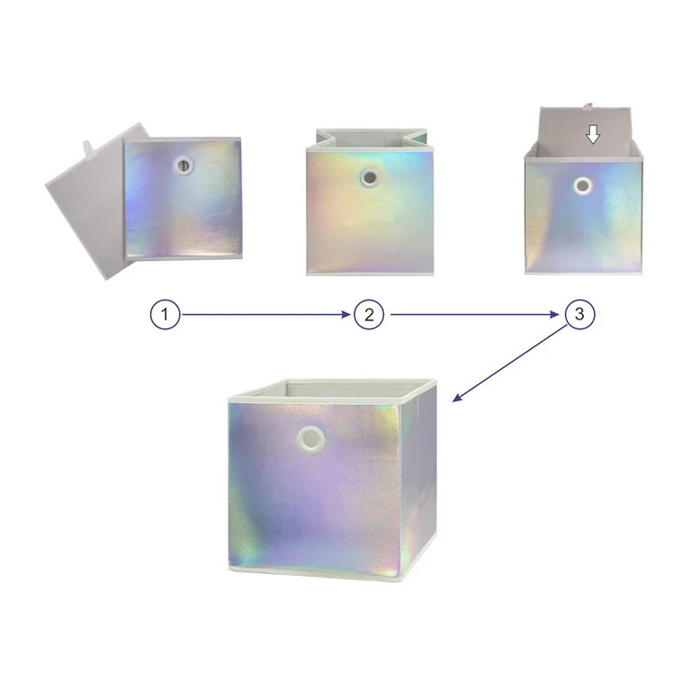 Your Zone Kids Collapsible Fabric Storage Bin, 10.5" x 10.5" x 10.75", Iridescent | Walmart (US)
