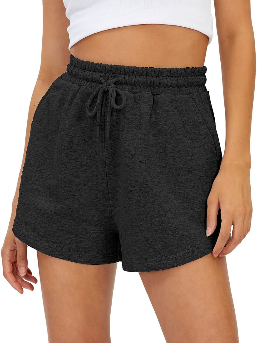AUTOMET Womens Sweat Shorts Casual Summer Athletic Shorts Elastic Comfy Running Shorts High Waist Po | Amazon (US)