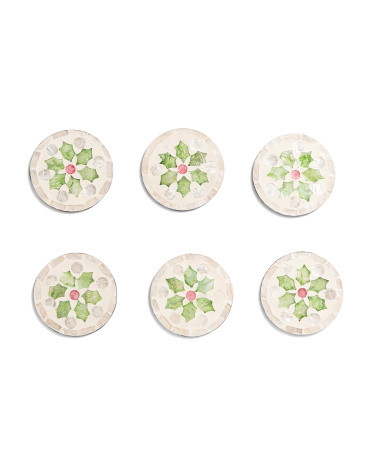 Set Of 6 Holly Capiz Coasters | TJ Maxx