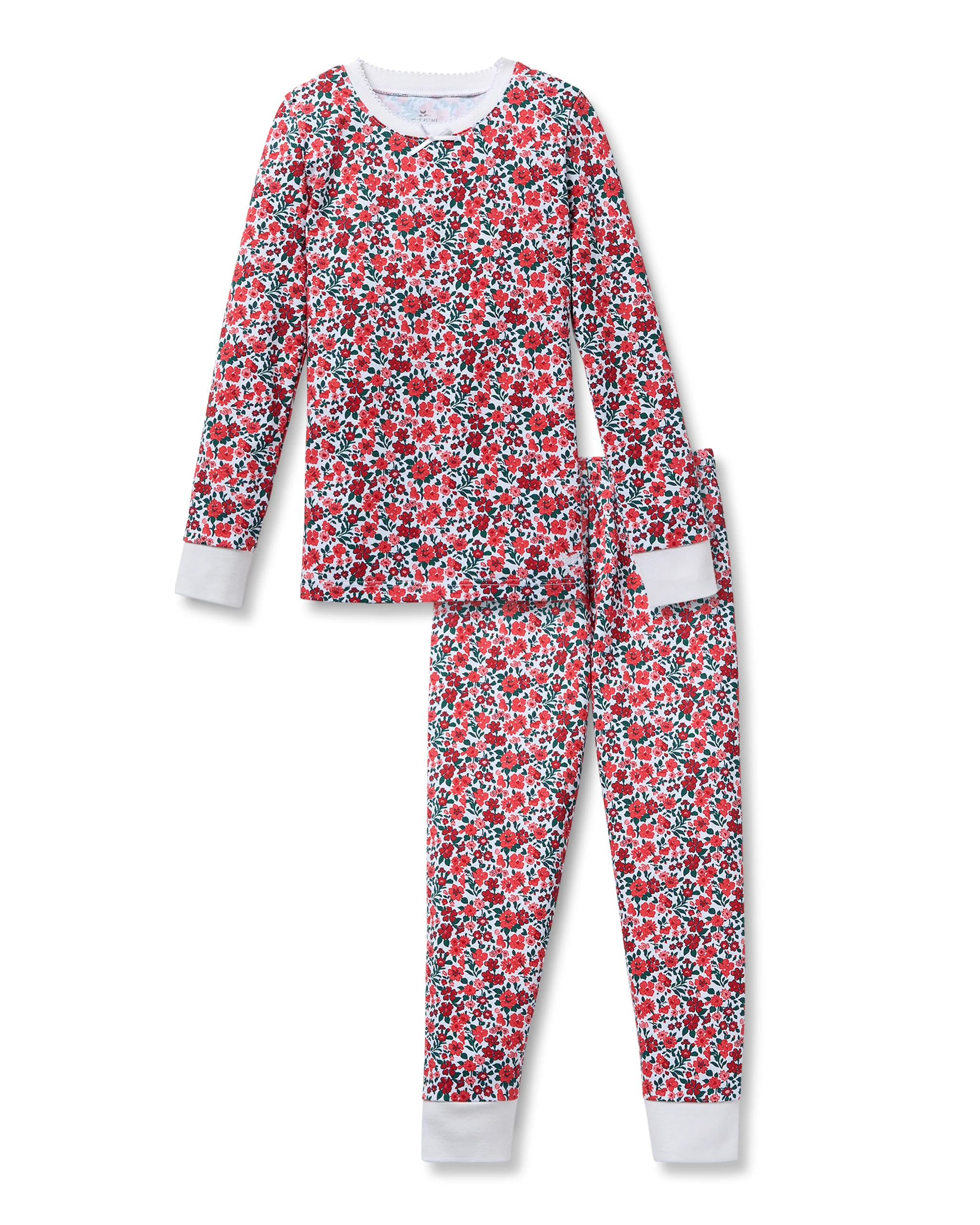 Kid's Pima Snug Fit Pajama Set in Fleurs des Bois | Petite Plume