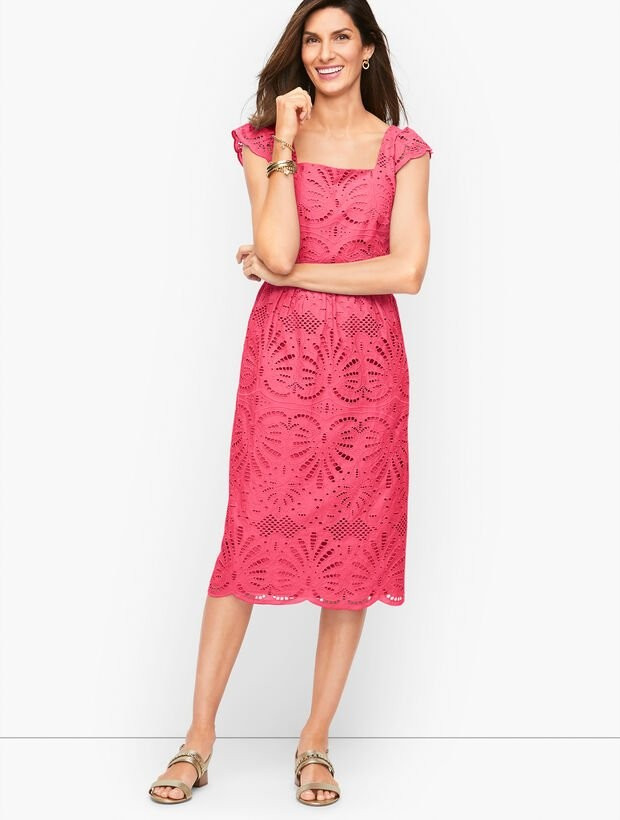 Ruffle Eyelet A-Line Dress | Talbots