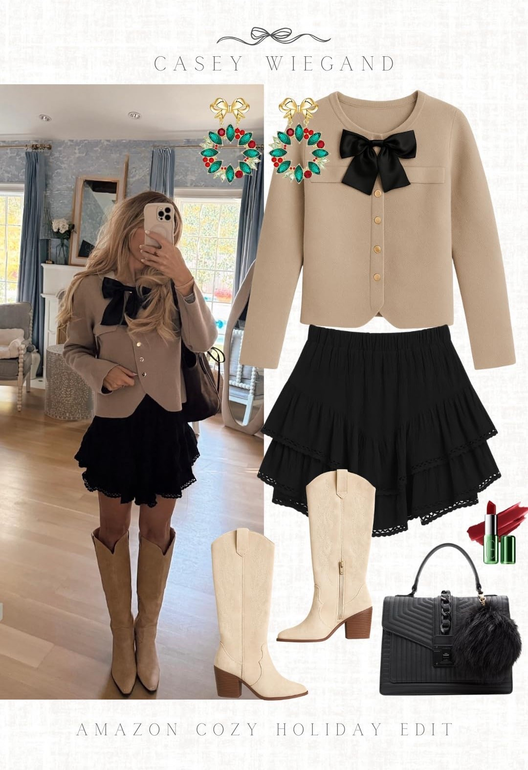 Bows, neutrals, and the tiniest touch of holiday glam. 🎀✨ This outfit feels like stepping into a Christmas movie… simple, pretty, and timeless. 


#HolidayStyle #AmazonFinds #OutfitInspo #WinterWardrobe #CozyHolidayLooks #CaseyWiegand #HolidayDressing #NeutralStyle #ClassicOutfits

#LTKSeasonal #LTKHoliday #LTKFindsUnder50