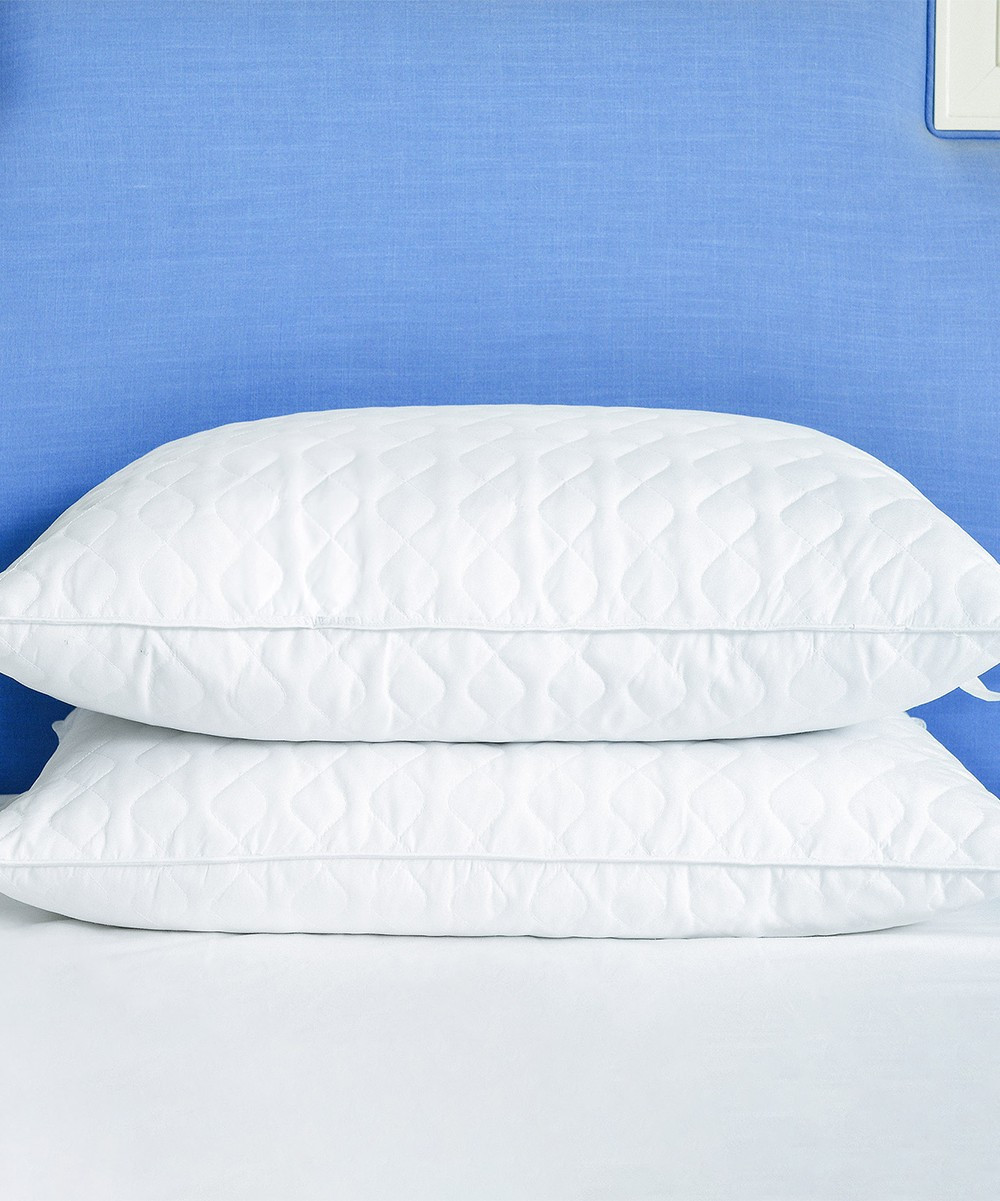White Quilted Goose Feather & Down Pillow- Set of Two | zulily