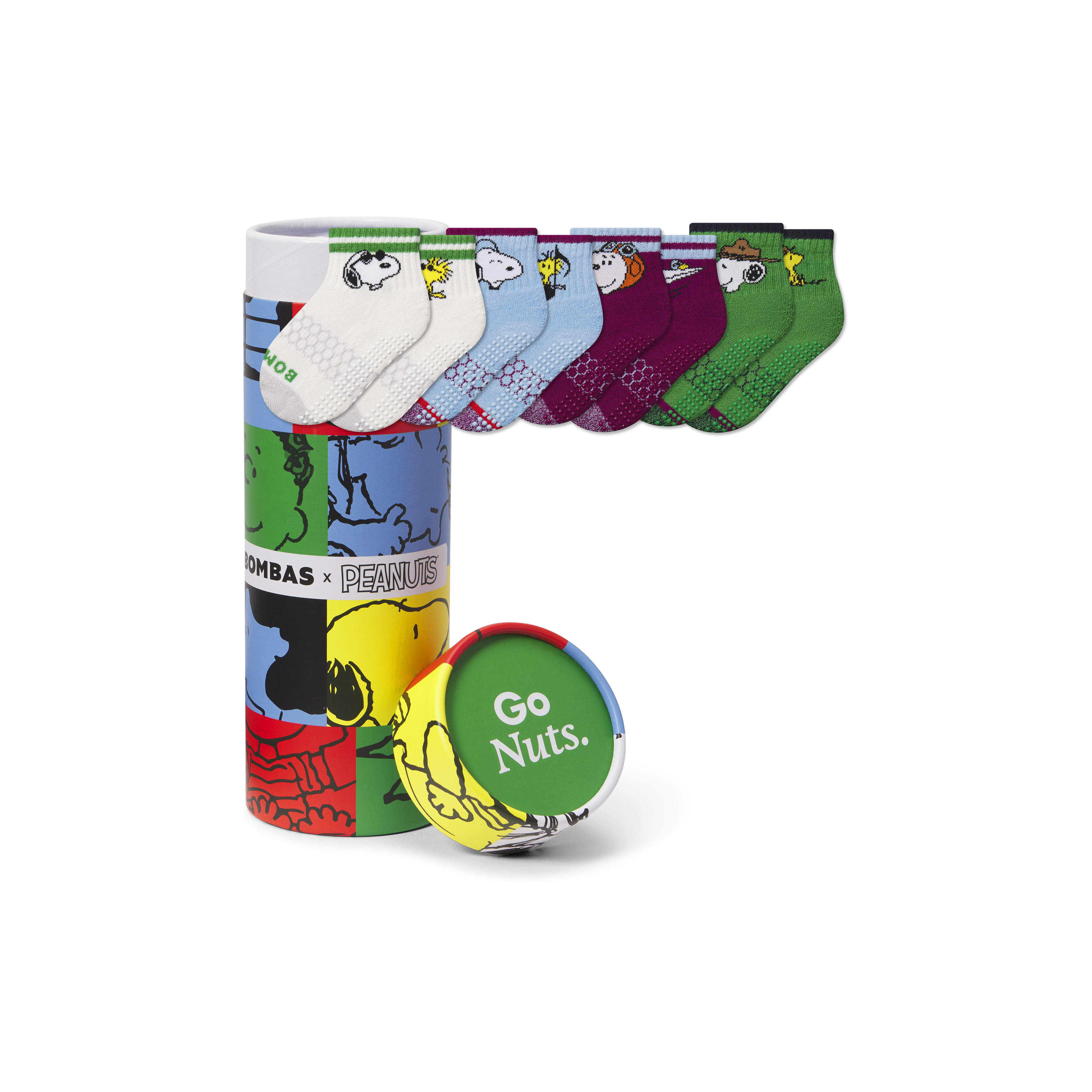 Peanuts x Bombas: Toddler Gripper Calf Sock 4-Pack Gift Box - Peanuts Mix - T - Cotton Blend | Bombas
