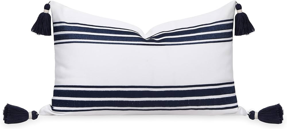 Hofdeco Premium Coastal Patio Indoor Outdoor Lumbar Pillow Cover Only, 12"x20" Water Repellent fo... | Amazon (US)