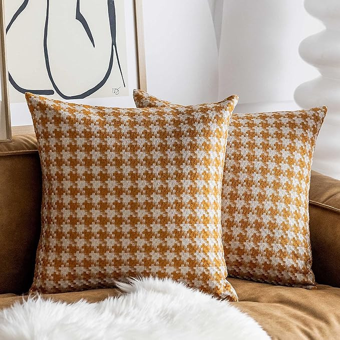 Home Brilliant Yellow Pillow Covers Fall Decorative for Couch Woven Textured Small Square Pillow ... | Amazon (US)