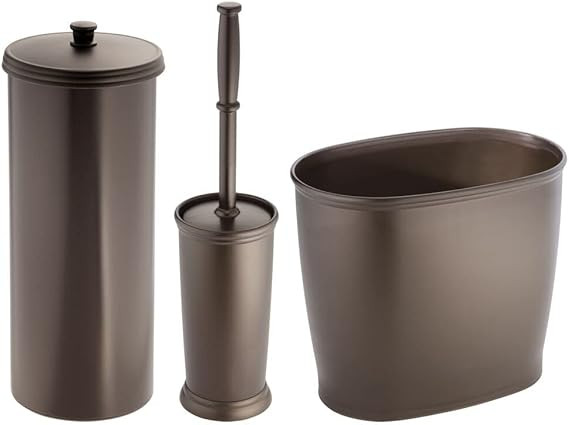 mDesign Modern Plastic Bathroom Storage and Cleaning Accessory Set - Includes Bowl Brush, 3-Roll ... | Amazon (US)