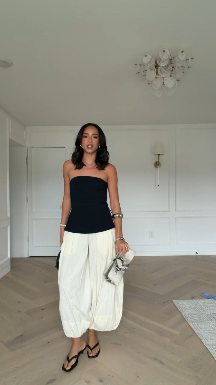 Chic dinner outfit! Wearing size 4 black tube top and size XS balloon pants (run big) - Great shape, pockets 🙌🏽, and they’re lightweight enough to wear on super hot days and they’re under $100!! 

fall outfit, fall fashion, date night outfit, dinner outfit

#LTKSeasonal