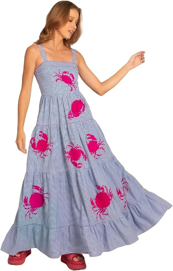 BaronHong Women Bohemian Embroidered Cami Maxi Dress Sleeveless Floral Spaghetti Strap Maxi Dress... | Amazon (US)
