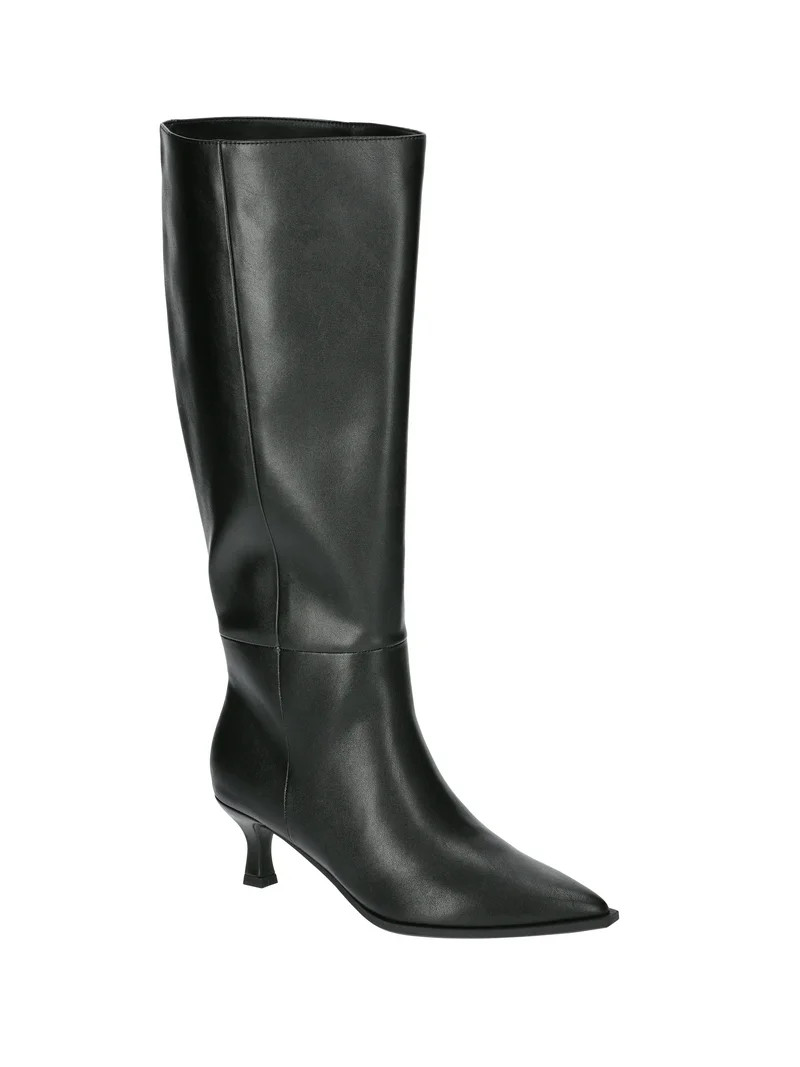 Madden NYC Women's Faux Leather Knee High Boots with Kitten Heel, Wide Calf Available - Walmart.c... | Walmart (US)