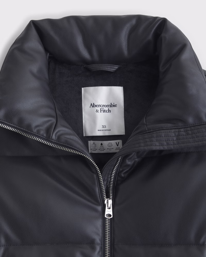 Women's Vegan Leather Short Puffer | Women's Coats & Jackets | Abercrombie.com | Abercrombie & Fitch (US)