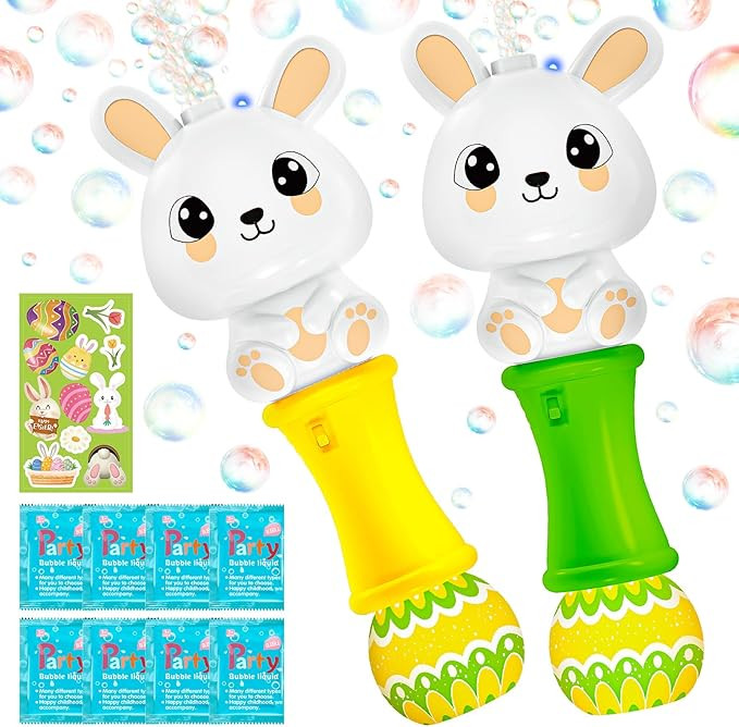 Easter Bubble Wands for Kids 2 Pack, Automatic Bubble Blower with Light for Girls Boys, Bubble To... | Amazon (US)