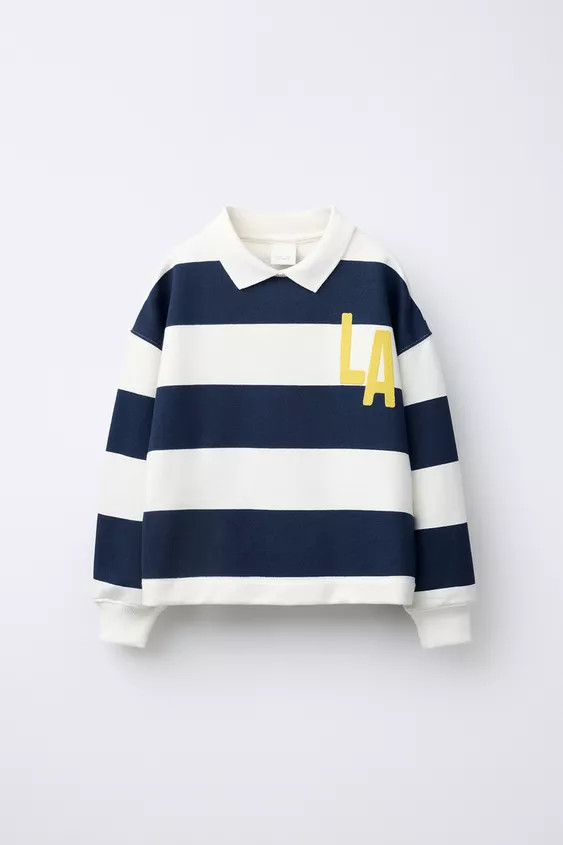 STRIPED CROPPED POLO SWEATSHIRT | Zara US