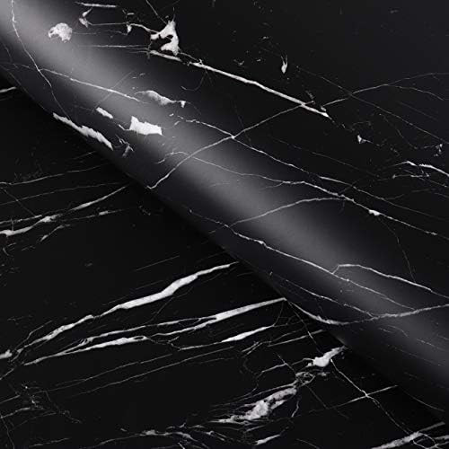 FunStick 24" x 200" Matte Black Marble Countertop Peel and Stick Marble Wallpaper Waterproof Marb... | Amazon (US)