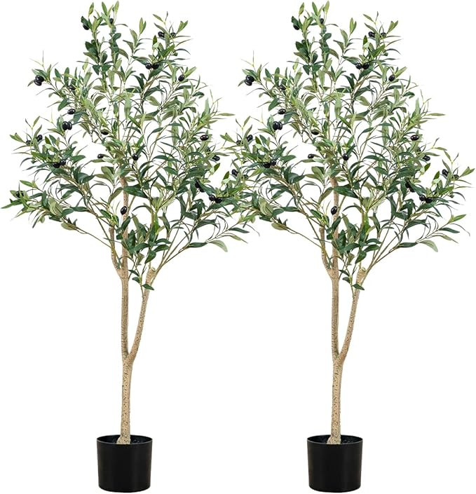 Floweroyal 2pcs Artificial Olive Tree 4FT Olive Plants in Pot Fake Olive Tree Fake Plants for Hom... | Amazon (US)