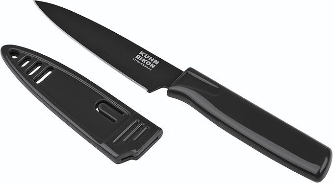 Kuhn Rikon Straight Paring Knife with Safety Sheath, 4 inch/10.16 cm Blade, Black | Amazon (US)