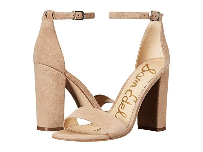 Sam Edelman Yaro Ankle Strap Sandal Heel (Oatmeal) Women's Dress Sandals | Zappos