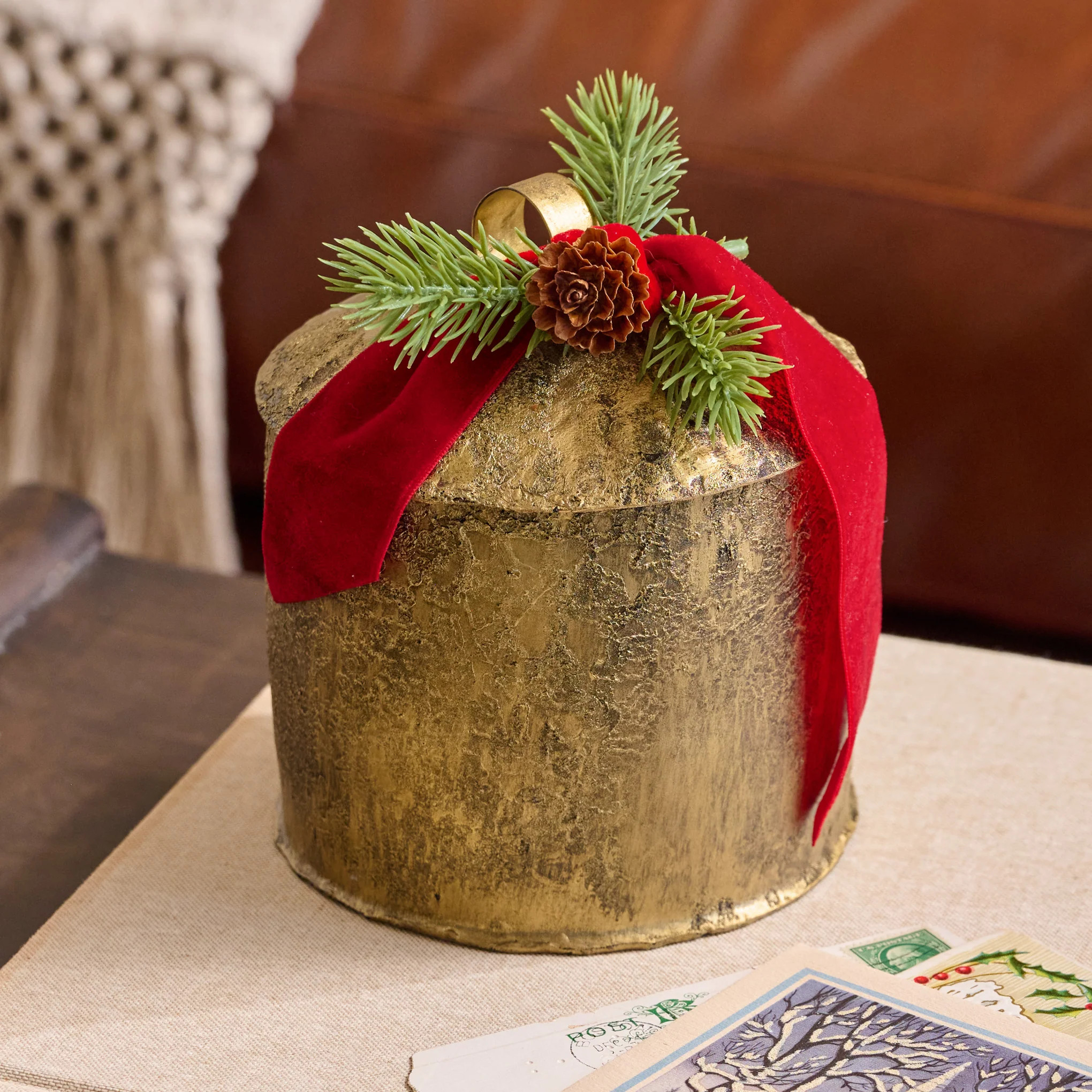 Aged Brass Yuletide Spice Bell Candle | Magnolia