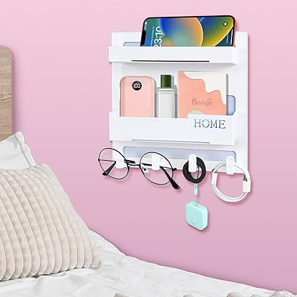 Floating Shelves for Bedside Shelf Accessories Organizer, Wall Mount Self Stick On, Cute Room Dec... | Amazon (US)