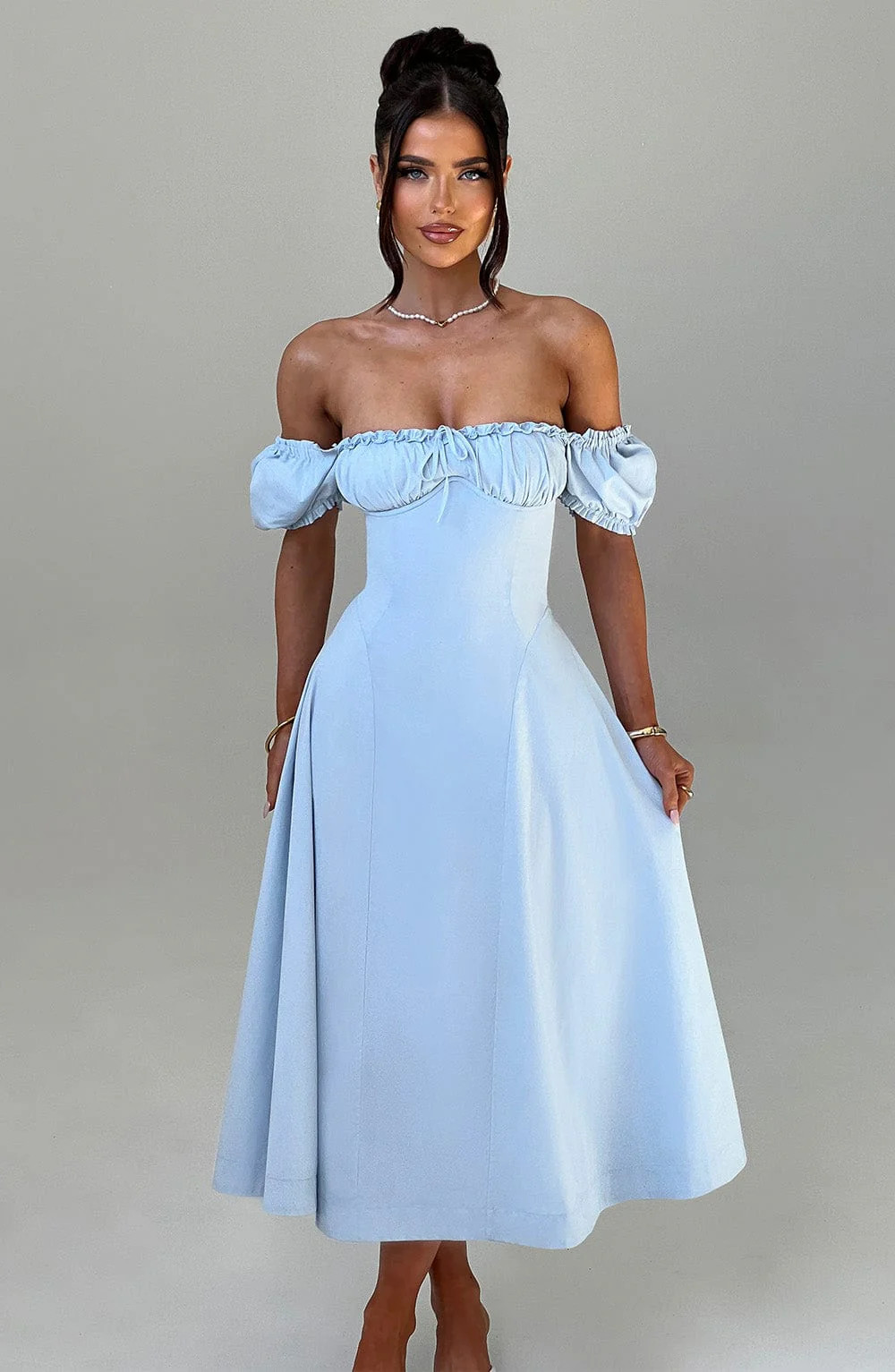 Elora Midi Dress - Blue | Babyboo (global)