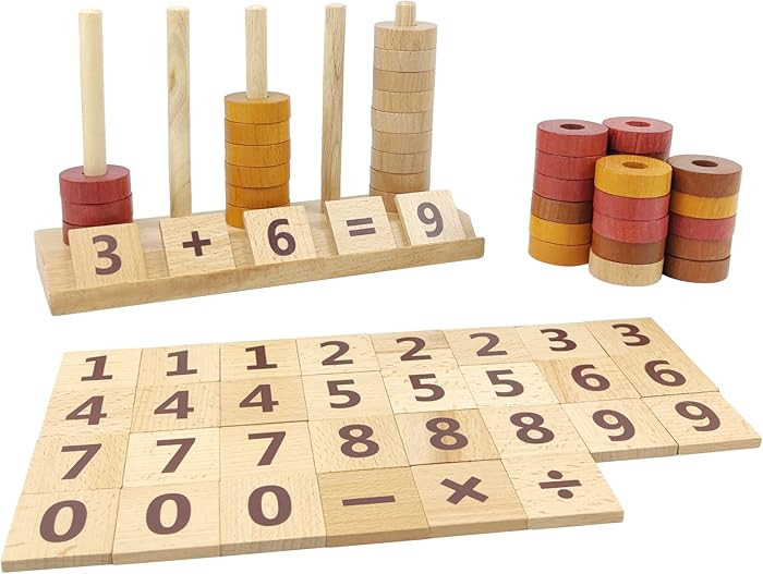 Xylolin Montessori Toys for Toddlers, Wooden Math Number Blocks Counting and Manipulative Toys, B... | Amazon (US)