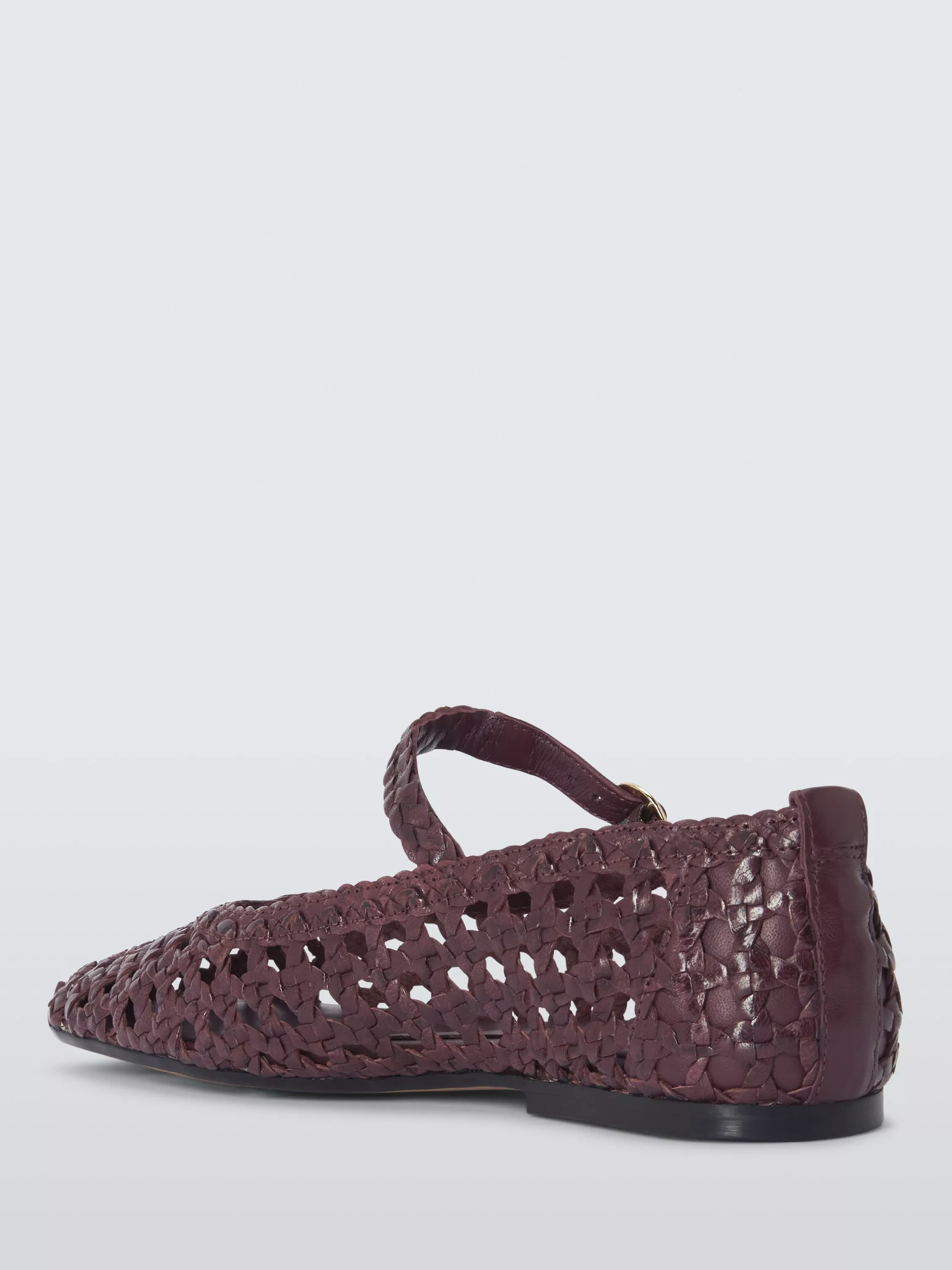 John Lewis Hollies Woven Leather Ballet Flats, Bordeaux | John Lewis (UK)