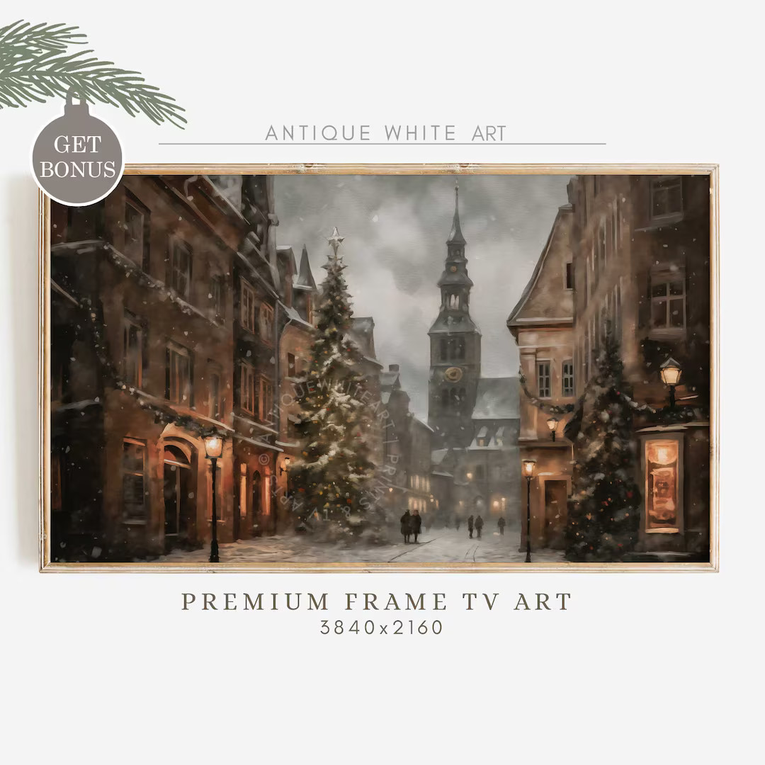 Christmas Tree Frame TV Art Moody Winter Samsung Frame TV - Etsy | Etsy (US)