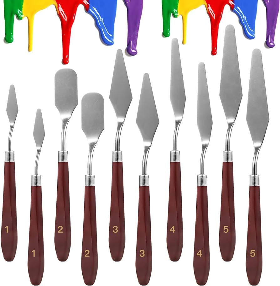 10PCS Palette Knife, Stainless Steel Painting Knife Set, Flexible Spatula Pallet Knife, Metal Art... | Amazon (US)