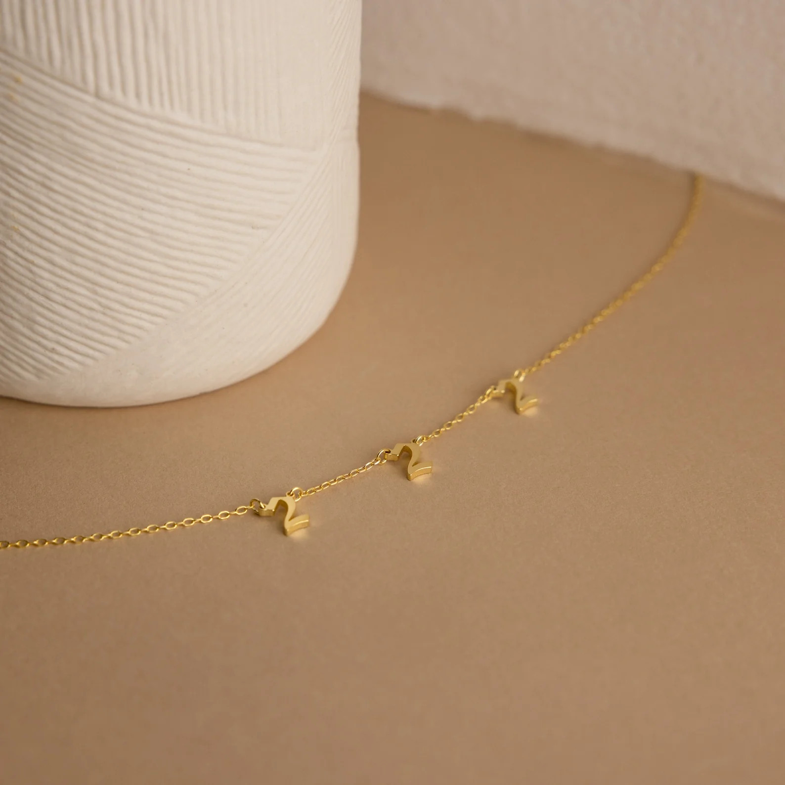 Old English Spaced Number Necklace | Caitlyn Minimalist