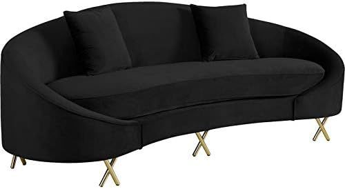 Meridian Furniture Serpentine Collection Modern | Contemporary Velvet Upholstered Sofa with Custo... | Amazon (US)