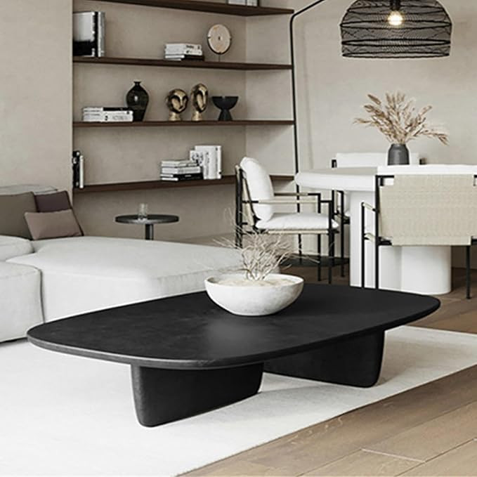 Oval Solid Wood Coffee Table,mid Century Modern Coffee Table with Pedestal Base,Wabi Sabi Farmhou... | Amazon (US)