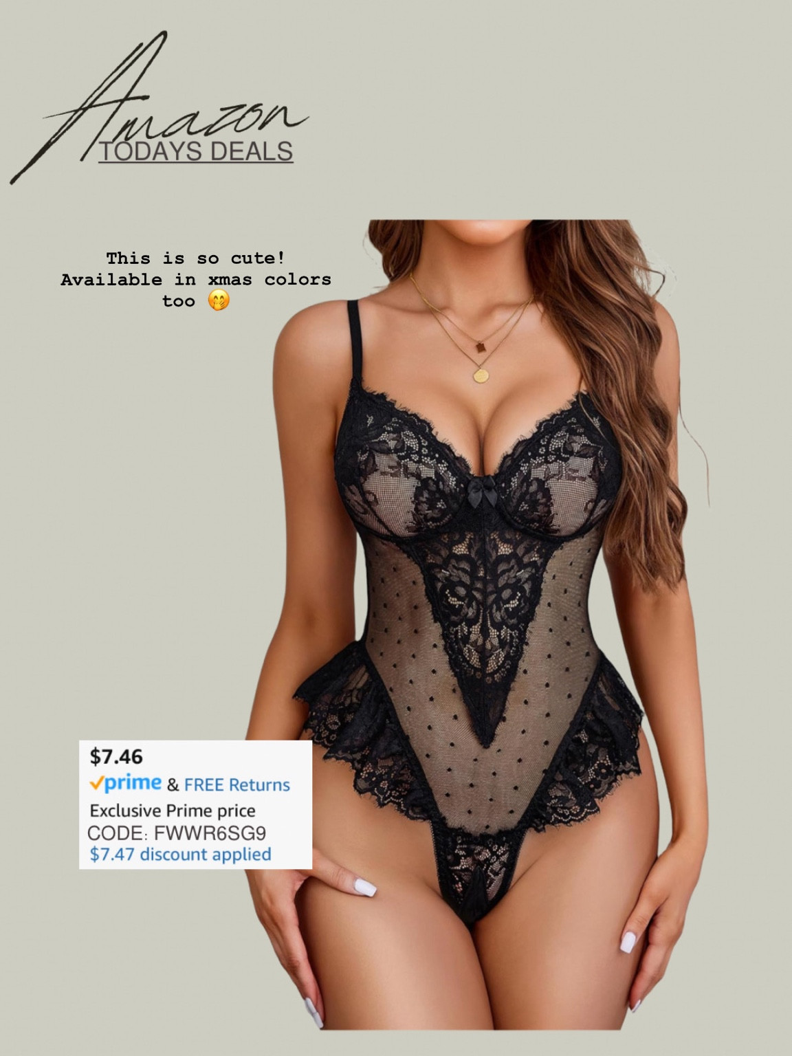 LINGERIE UNDER $20 ON AMAZON! 

I recommend size XXL 

USE CODE FWWR6SG9 

Codes & coupons only work for a limited time! If you get an error, it may have maxed the color/size you selected.. so try another one 


