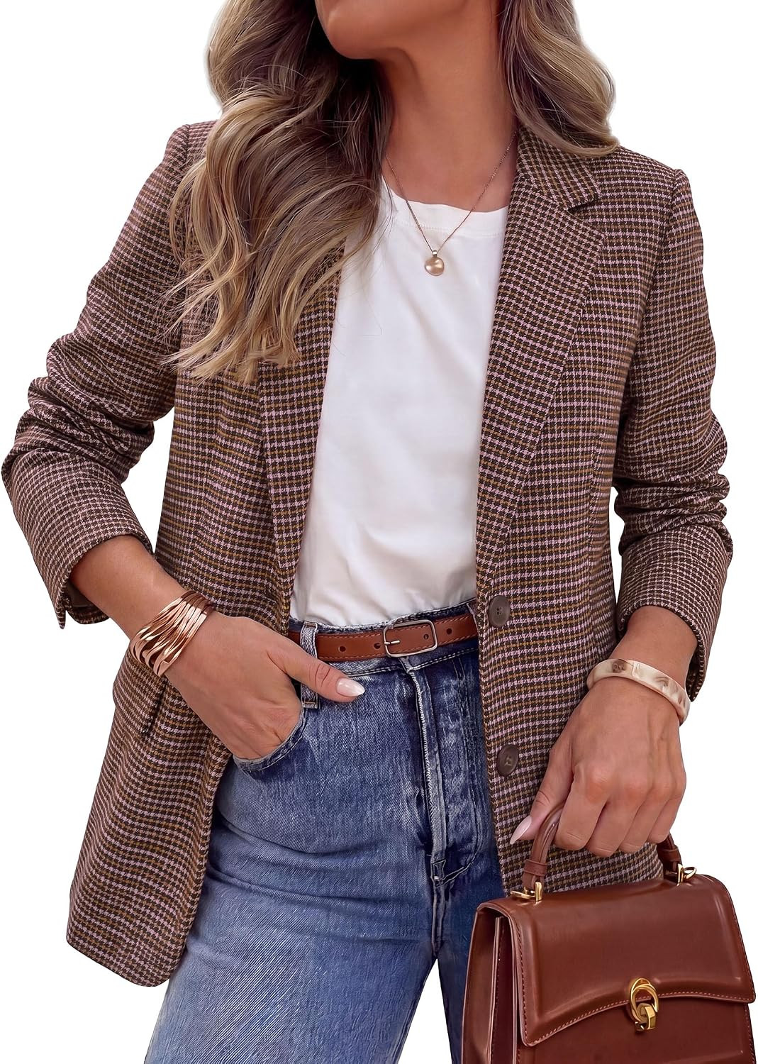 PRETTYGARDEN Fall Plaid Blazers for Women Business Casual | Amazon (US)