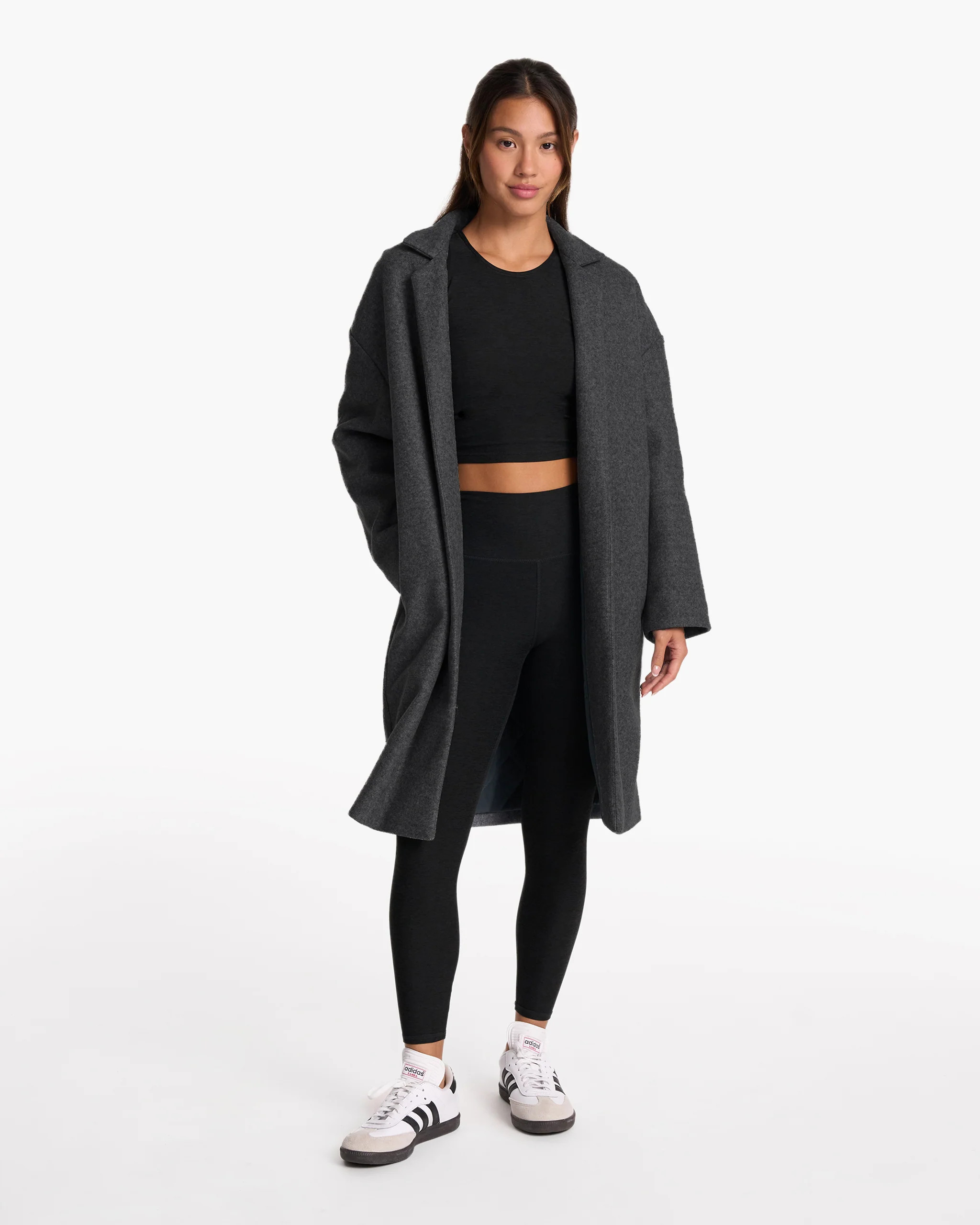 Soho Melton Trench | Women's Black Heather Overcoat | Vuori | Vuori Clothing (US & Canada)