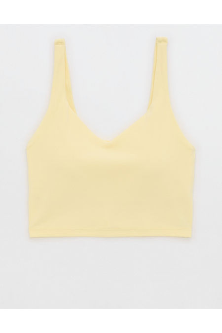 OFFLINE By Aerie Real Me Low Key Longline Sports Bra Women's Photon Yellow XL | American Eagle Outfitters (US & CA)