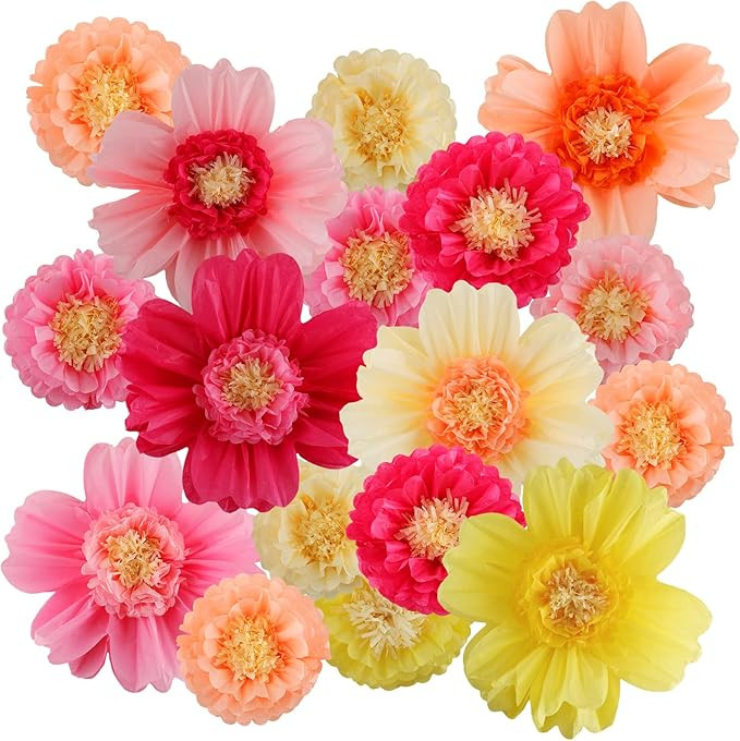 Crowye Large Colorful Tissue Paper Flowers 20" Handcrafted Giant Fiesta Paper Flowers for Mexican... | Amazon (US)