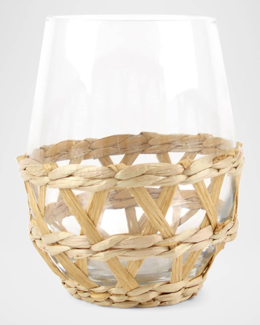 Natural Rattan Stemless Wine Glasses, Set of 4 | Neiman Marcus