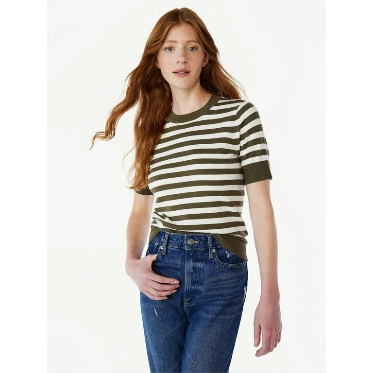 Free Assembly Women’s Crewneck Sweater with Short Sleeves, Lightweight, Sizes XS-XXL | Walmart (US)