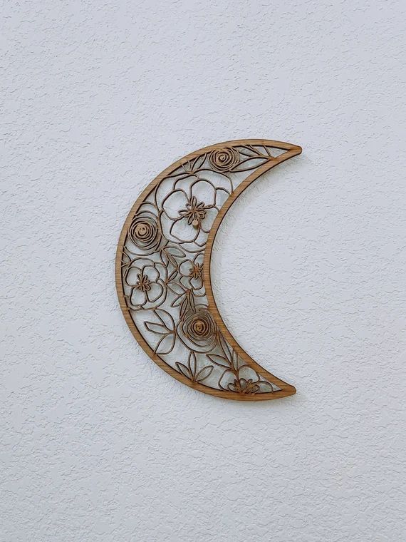 Floral Moon  Wood Cut Out | Etsy | Etsy (US)