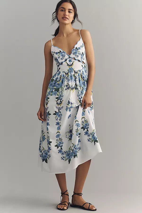 By Anthropologie Cotton Scalloped Midi Dress | Anthropologie (US)