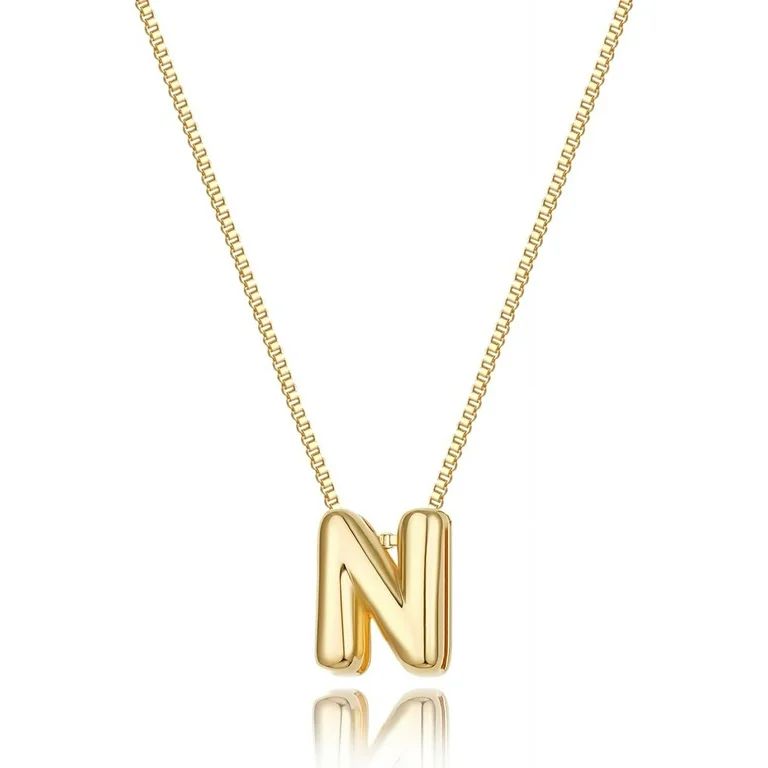 Bubble Initial Necklaces Dainty Gold Letter Necklace 14K Gold Plated Cute Name Choker Necklaces f... | Walmart (US)