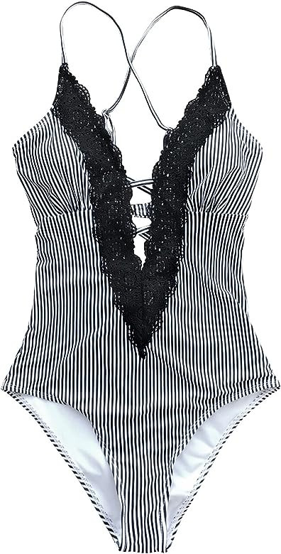 Women's Ladies Vintage Lace Bikini Sets Beach Swimwear Bathing Suit | Amazon (US)